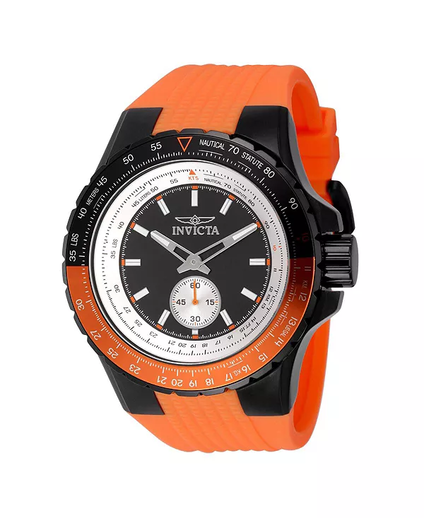 

Мужские кварцевые многофункциональные часы-авиаторы 49303 с черным циферблатом Invicta, orange