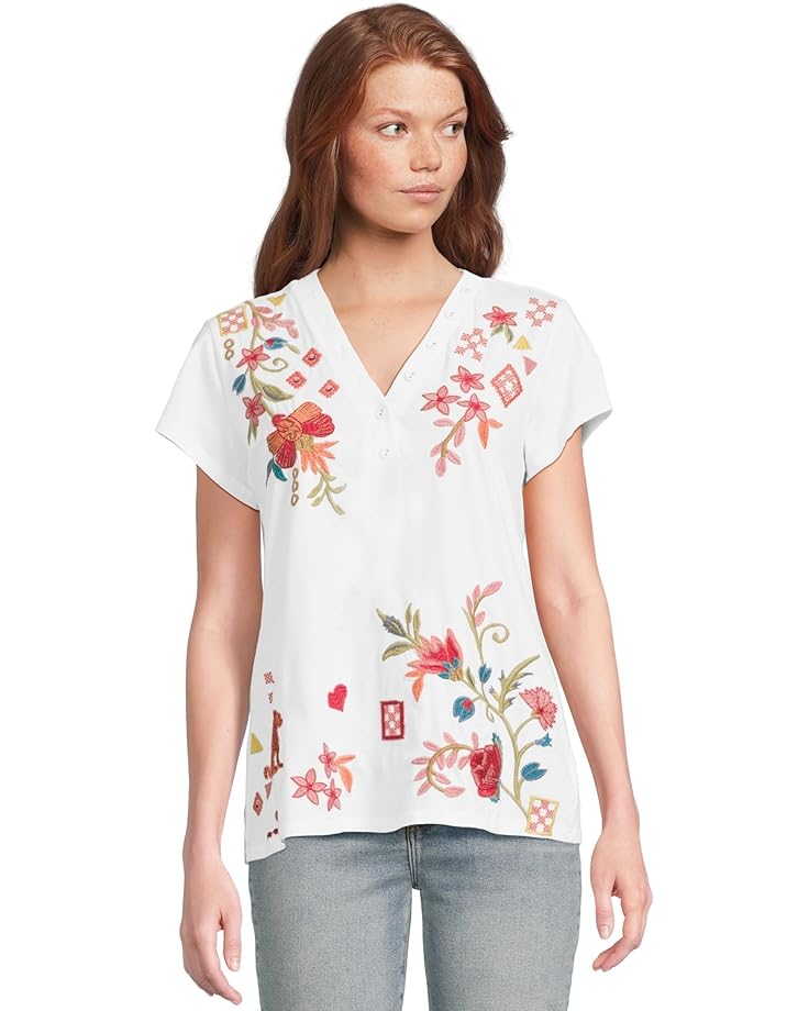 

Футболка Johnny Was Button Neck Tee, белый
