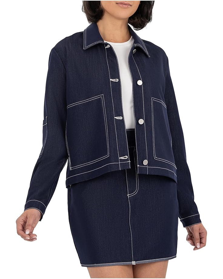 

Куртка KUT from the Kloth Jolene Jacket With Shirt Collar Big Patch Pocket, темно-синий