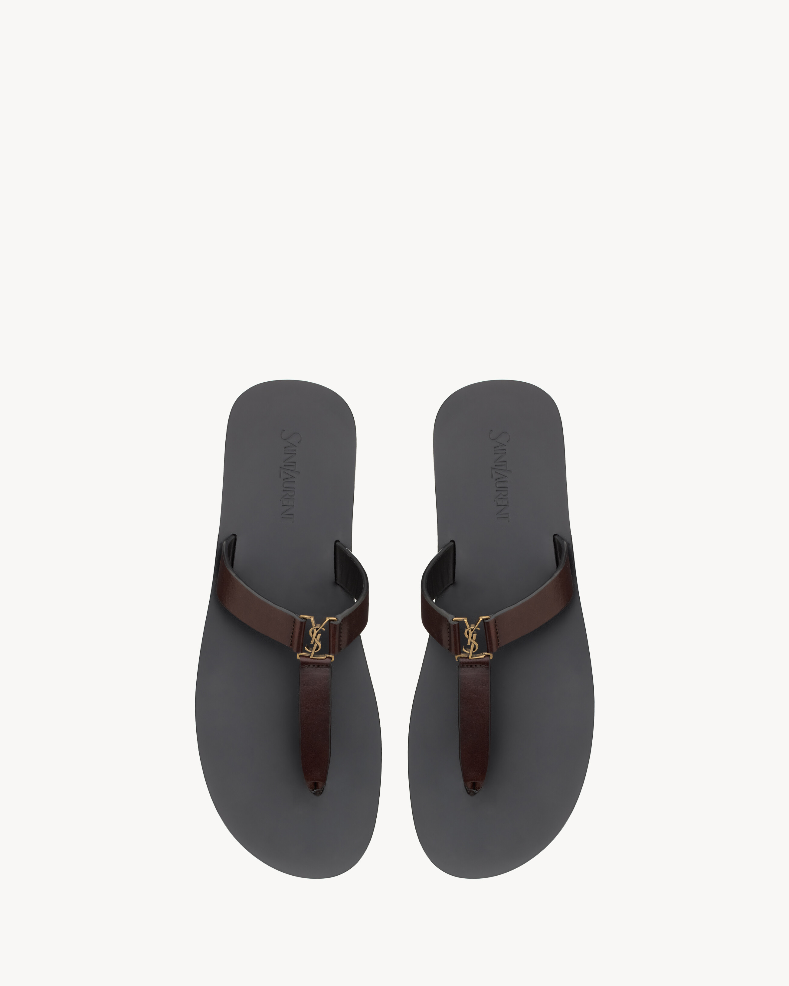 Слайды BABYLONE из гладкой кожи SAINT LAURENT, коричневый