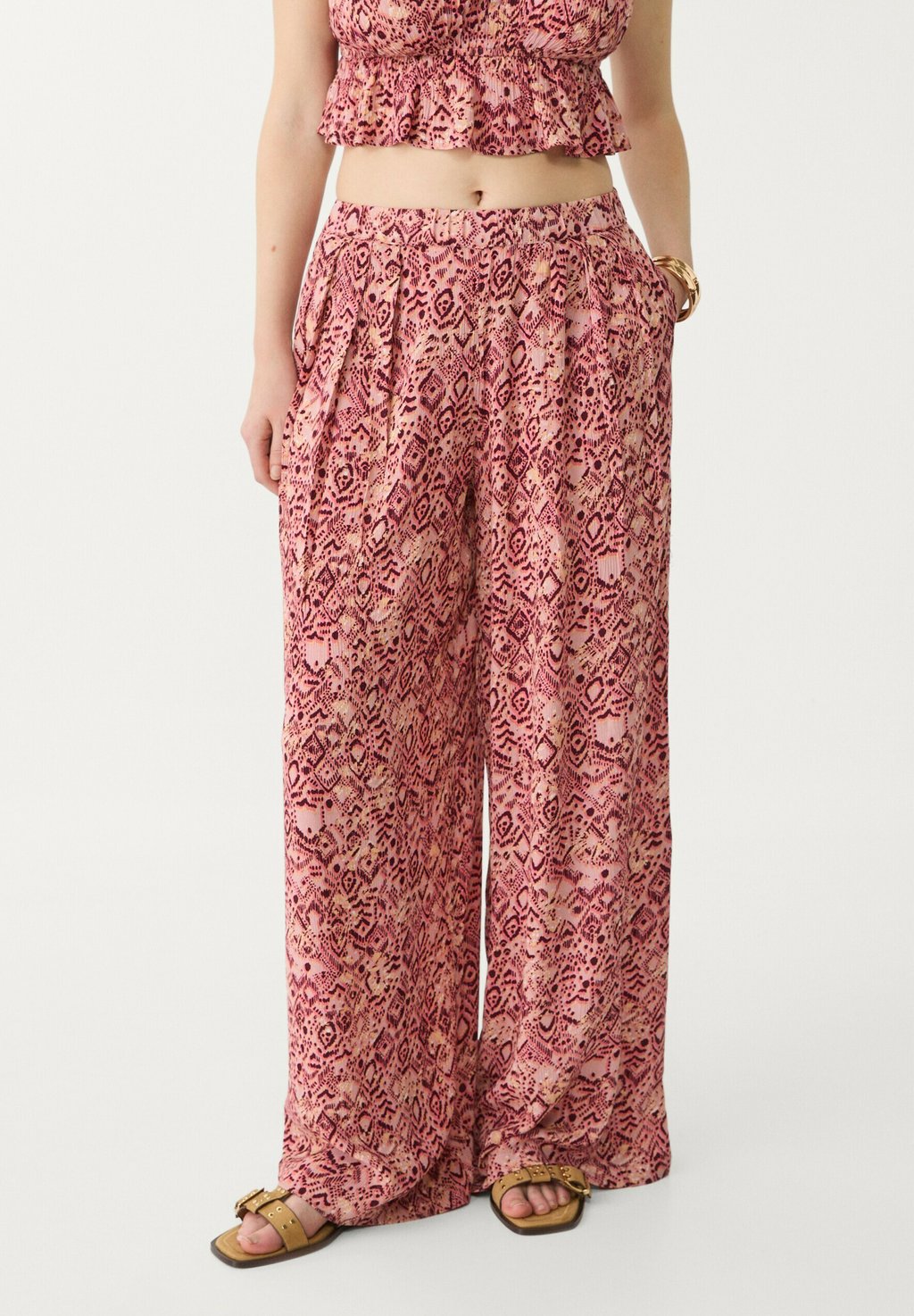 

Брюки FLOWING PRINTED PALAZZO Stradivarius, розовый