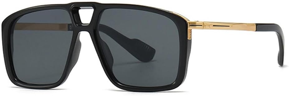 

Мужские солнцезащитные очки в стиле ретро с двойной перемычкой, защита от УФ-излучения UV400, модные женские солнцезащитные очки с заклепками и градиентным переходом цвета TKKTLLT, Black Gray