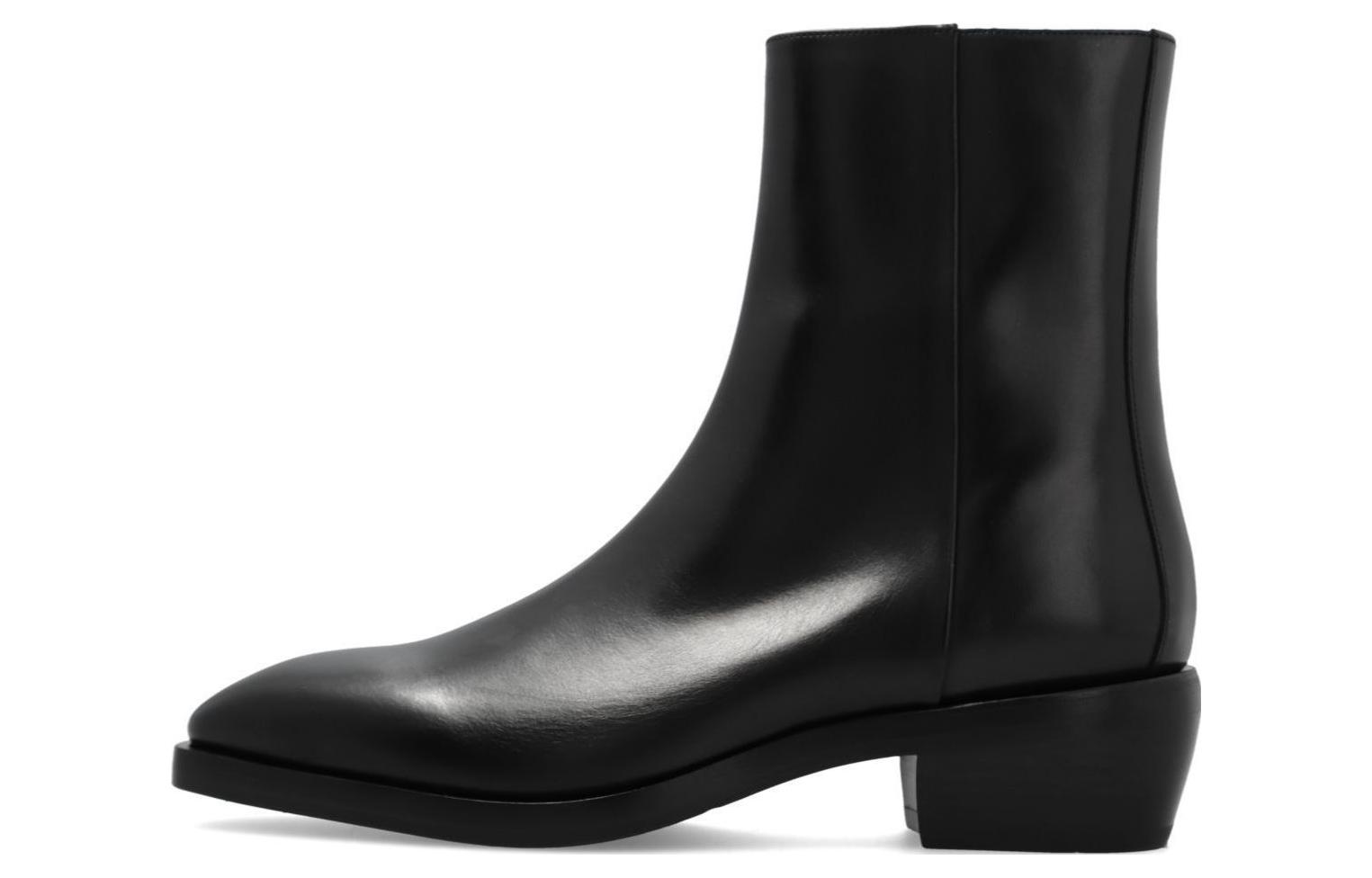 Кожаные ботинки с квадратным носком Ferragamo, черный
