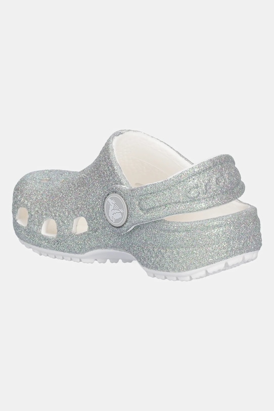 Классические детские блестящие глиттерные шлепанцы CLASSIC IRIDESCENT GLITTER CLOG KIDS Crocs, серебряный — фото 3