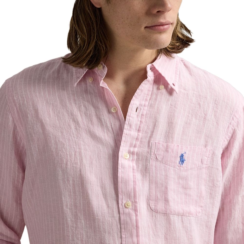 Классическая мужская рубашка Polo Ralph Lauren, розовый — фото 4