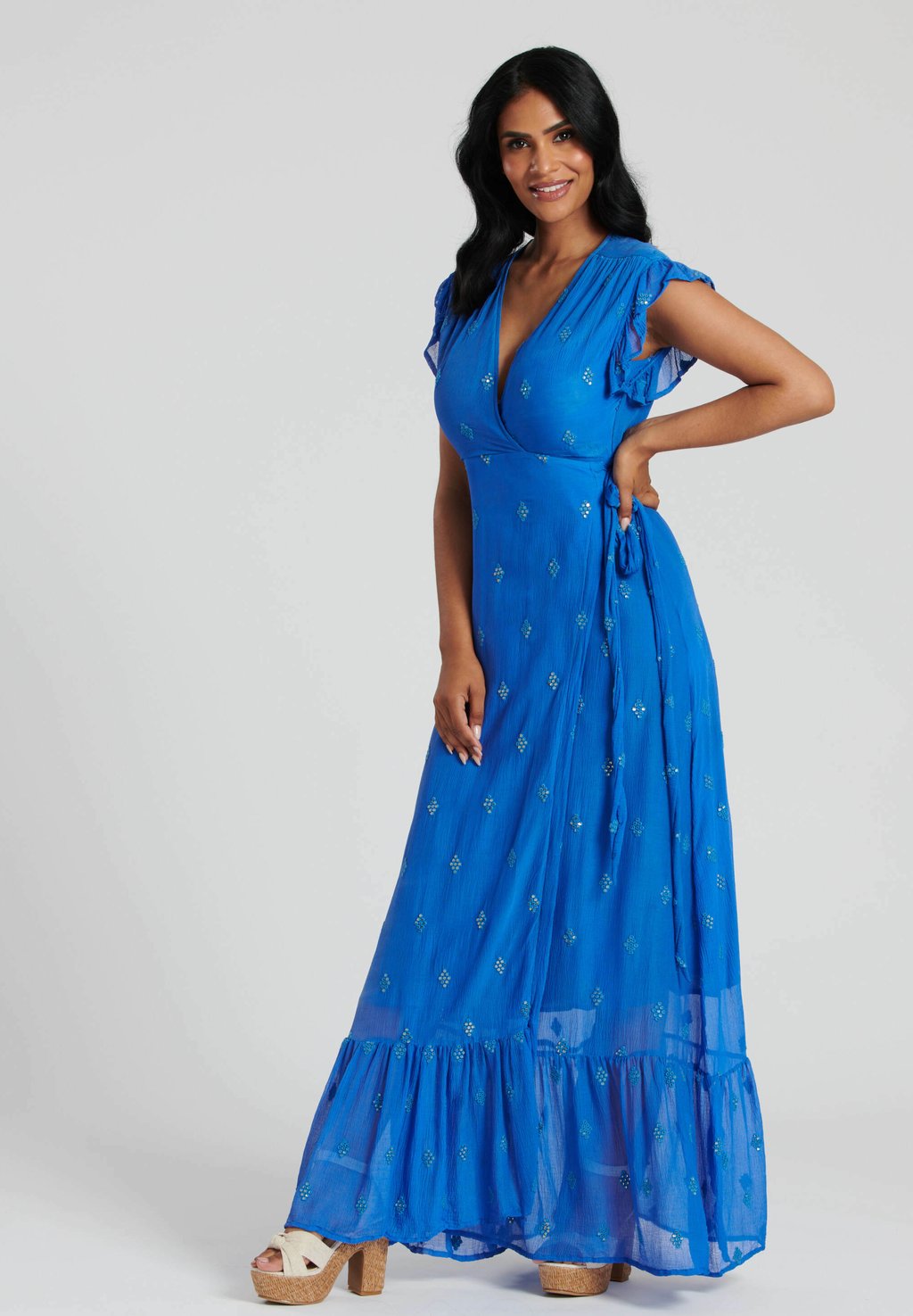 

Длинное платье SUMMER SEQUIN DETAIL WRAP South Beach, синий