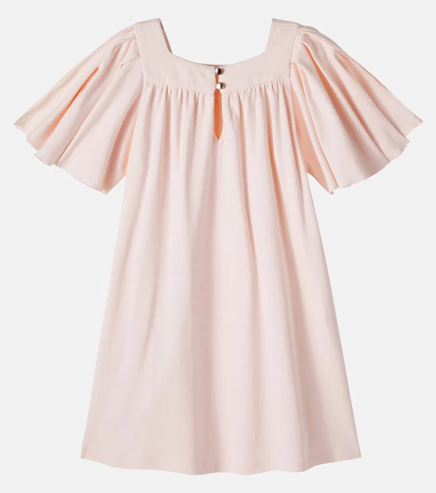 Хлопковое платье с оборками Chloé Kids, розовый — фото 2