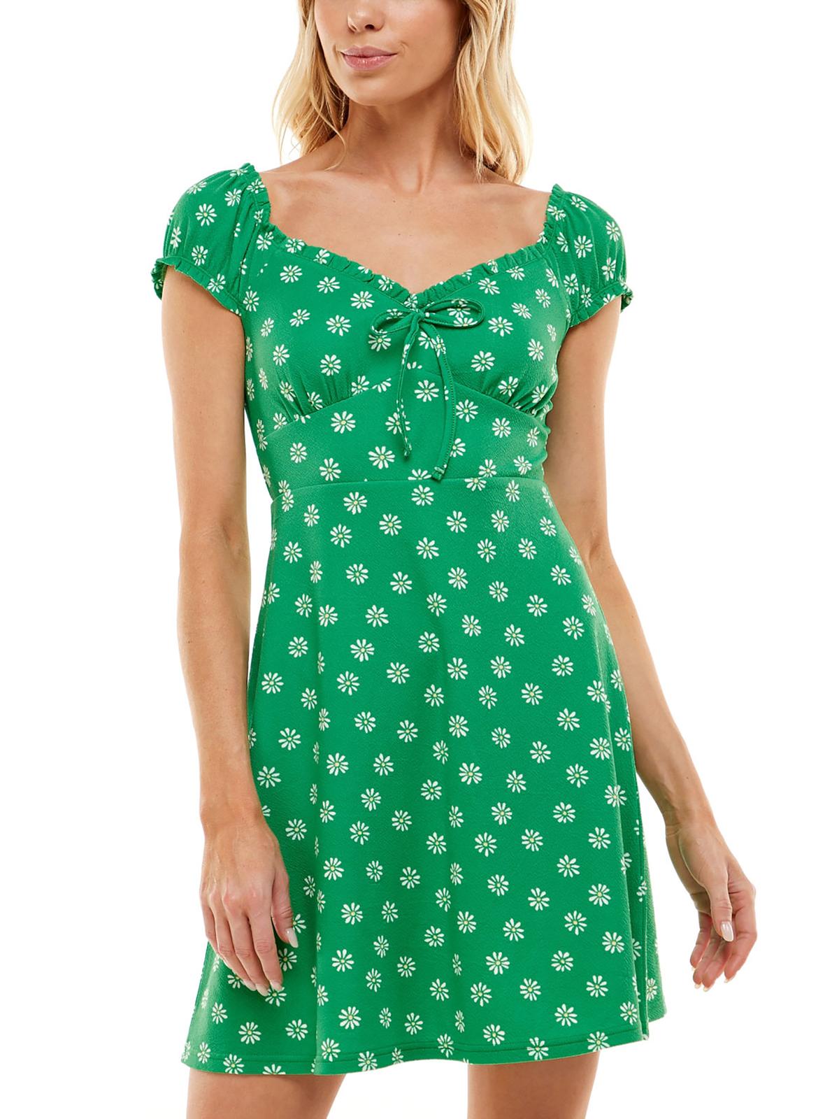 

Короткое мини-платье с цветочным принтом для женщин Juniors Emma Ultra Flirt, цвет emerald/white daisy
