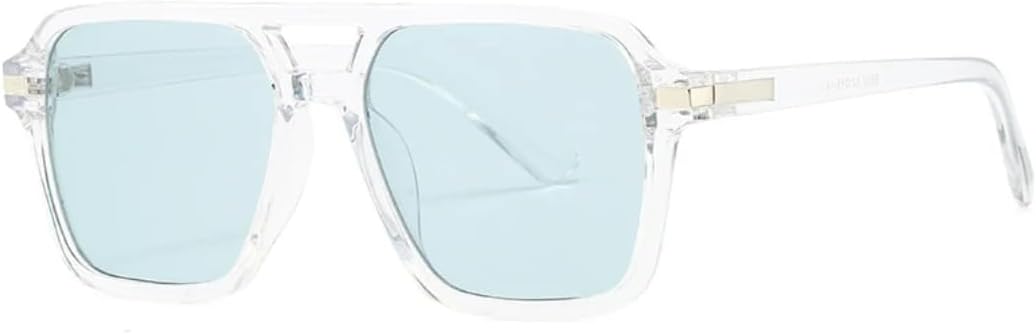 

Роскошные солнцезащитные очки большого размера для женщин и мужчин в винтажном панк-стиле, с крупной оправой и двойной перемычкой (прозрачно-голубые) TVTBBVV, Clear Blue