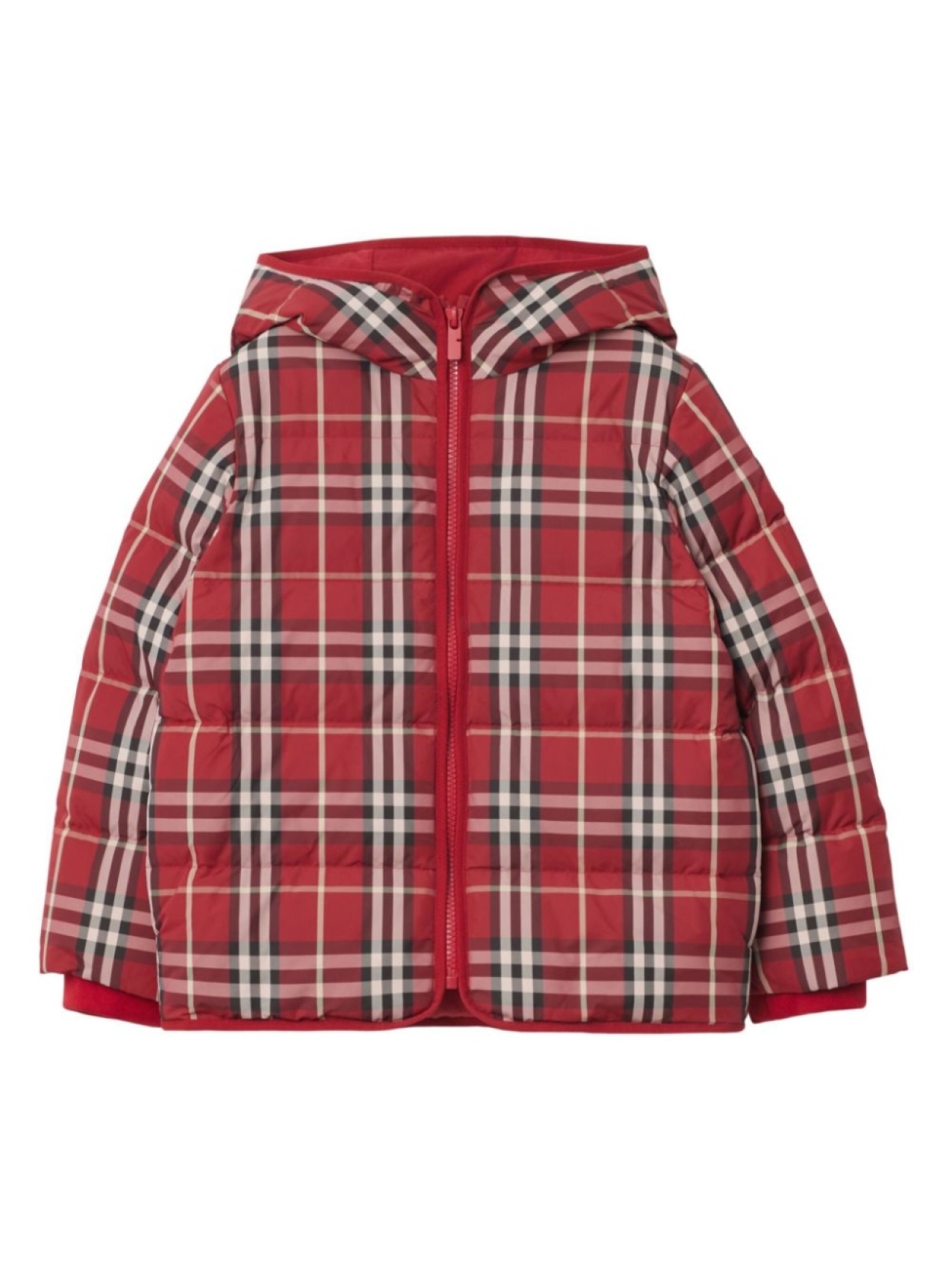 

Куртка-пуховик Burberry Kids в клетку, красный