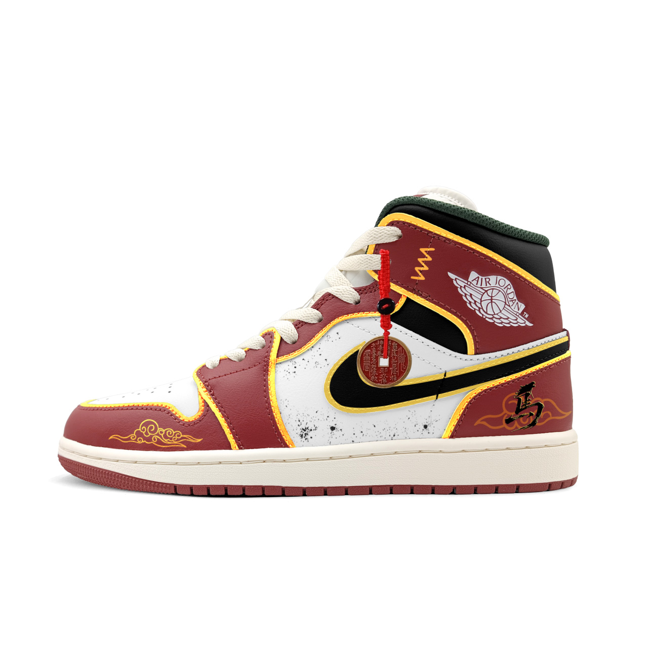 

Jordan Кроссовки Air 1 Mid top Vintage Basketball Shoes Unisex Red White Gold