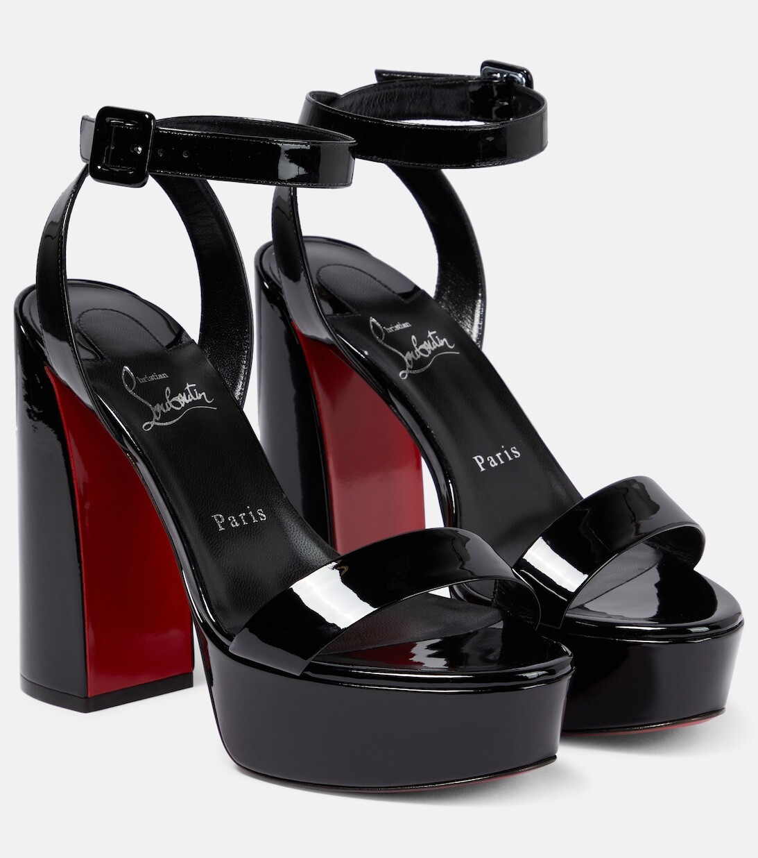 Босоножки на платформе из лакированной кожи Movida Sabina Christian Louboutin, черный