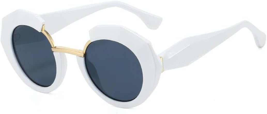 

Ретро-солнцезащитные очки с леопардовым градиентом в круглой оправе для женщин, уличная стрельба, модный стиль, панк, для мужчин, защита от УФ-излучения UV400 TVTBBVV, White Black