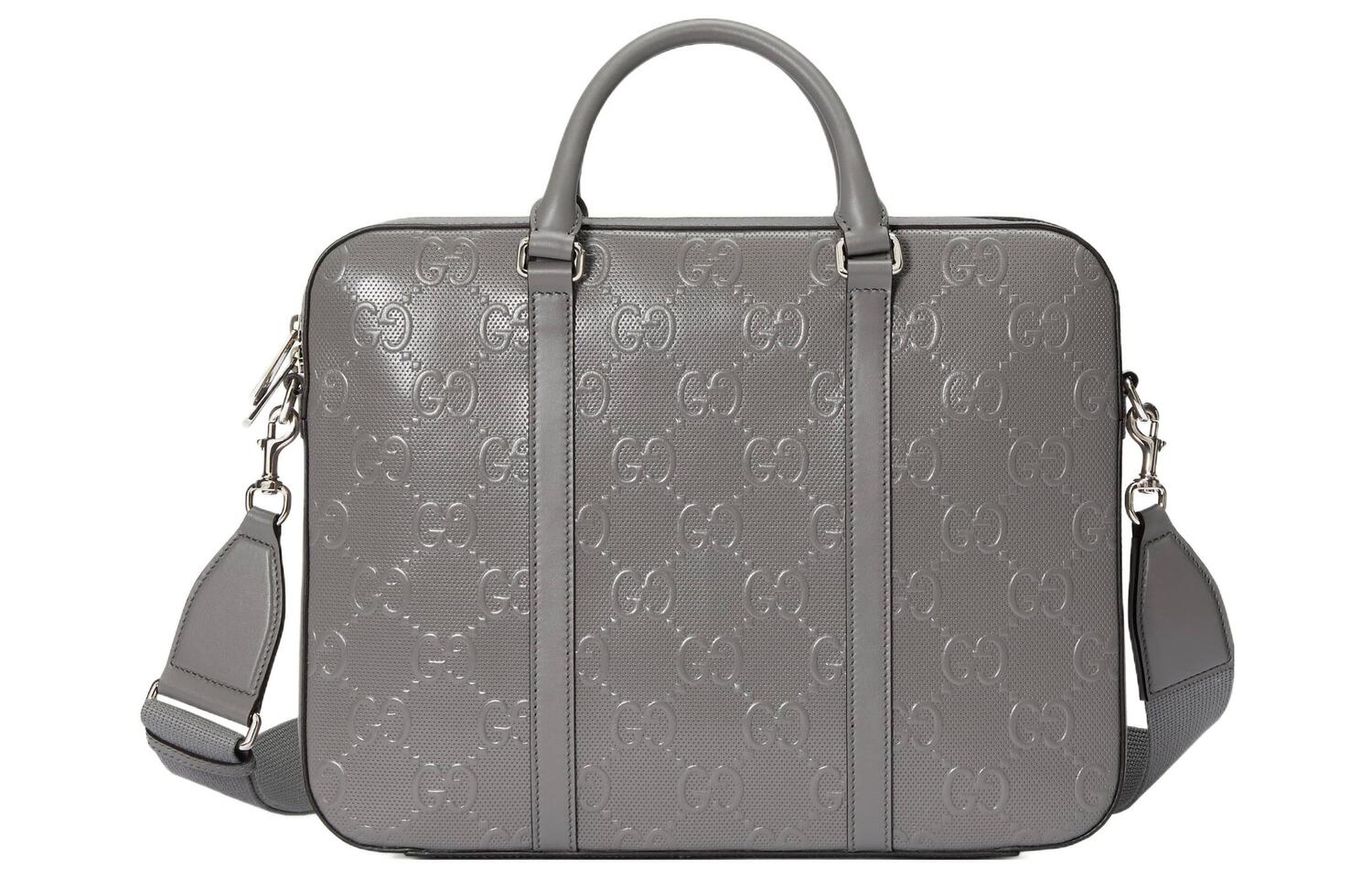 

Кожаная наплечная сумка, кроссбод, мужская сумка серого цвета GUCCI