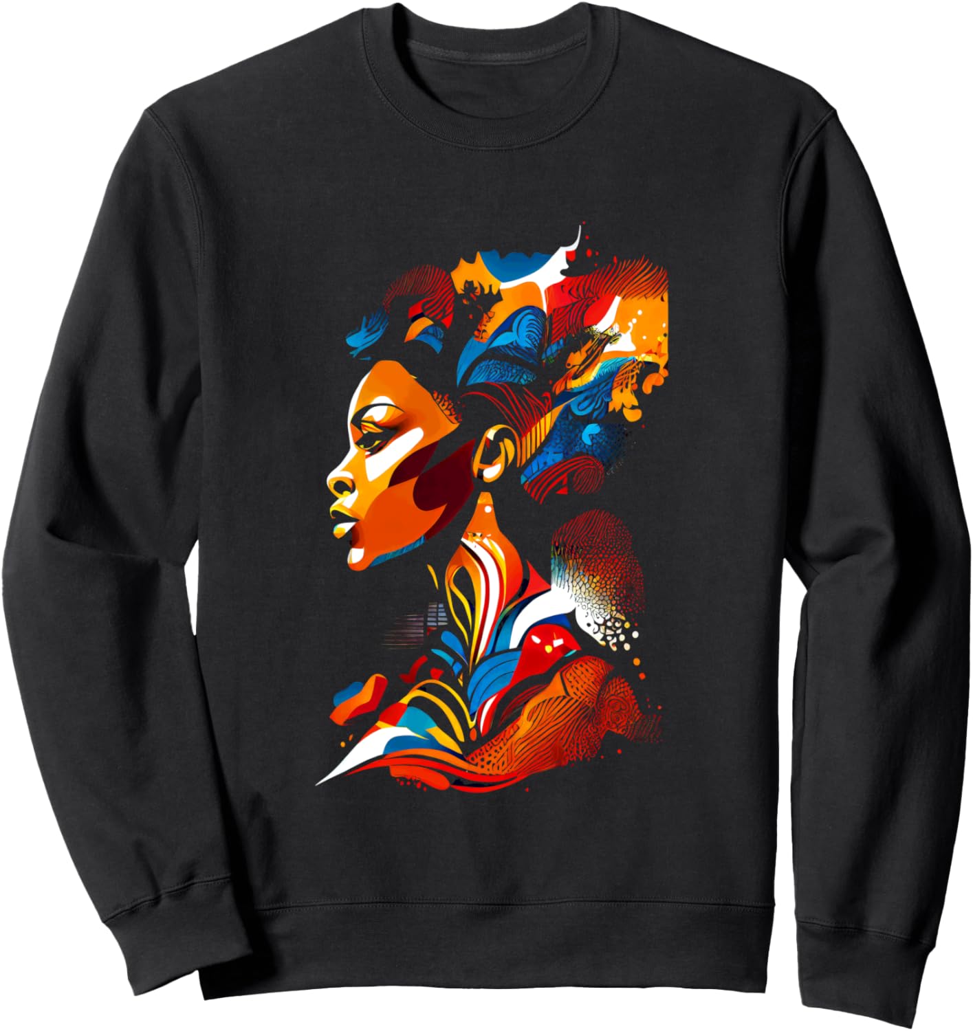 

Яркие культурные выражения. Смелая абстрактная толстовка Colorful Abstract Black Woman Street Art Vibes, черный