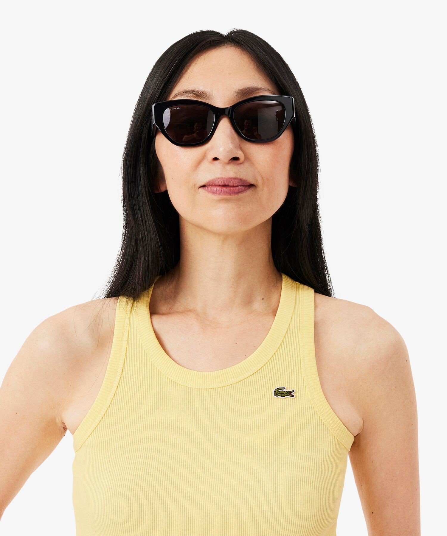 Майка LACOSTE One-Point, ребристая, Pale Yellow — фото 2
