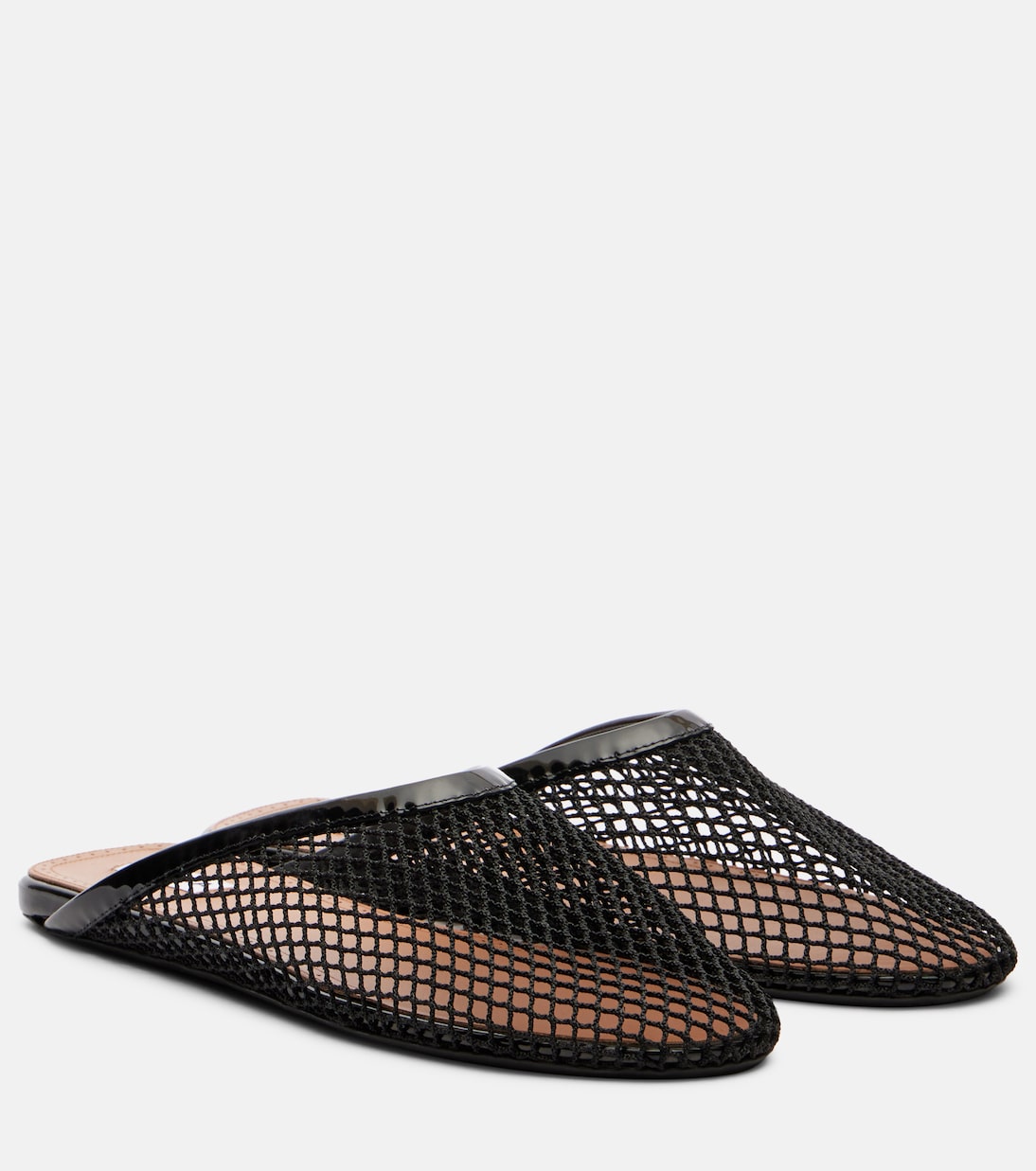 Лакированные босоножки-муле с отделкой из сетки Alaïa, нуар