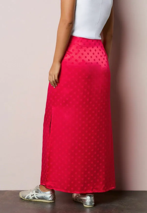 Длинная юбка в горошек стандартного кроя Next, Coral Pink — фото 4