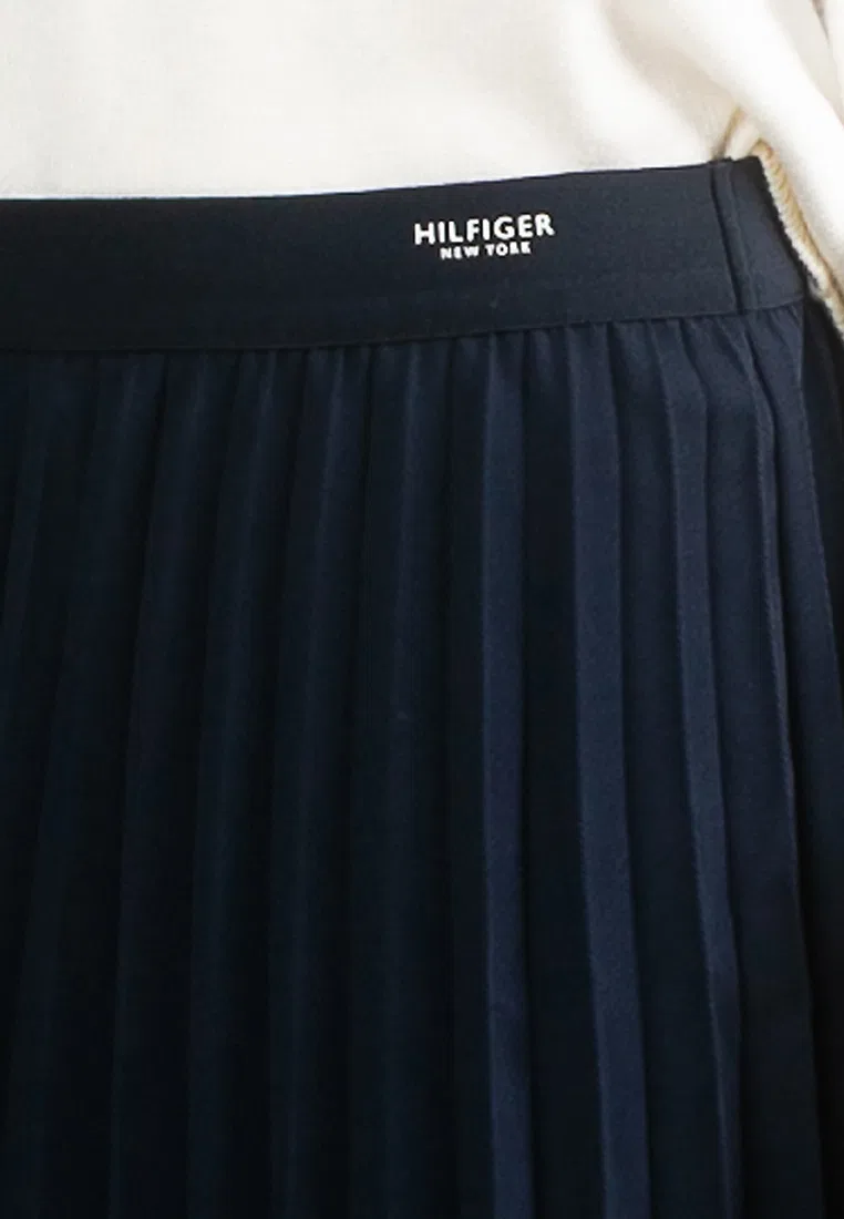 Юбка миди, плиссированная, на резинке, Fluid Tommy Hilfiger, темно-синий — фото 3