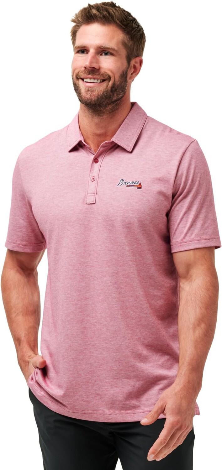 

Поло TravisMathew Atlanta Braves The Zinna Polo, цвет Heather Cardinal