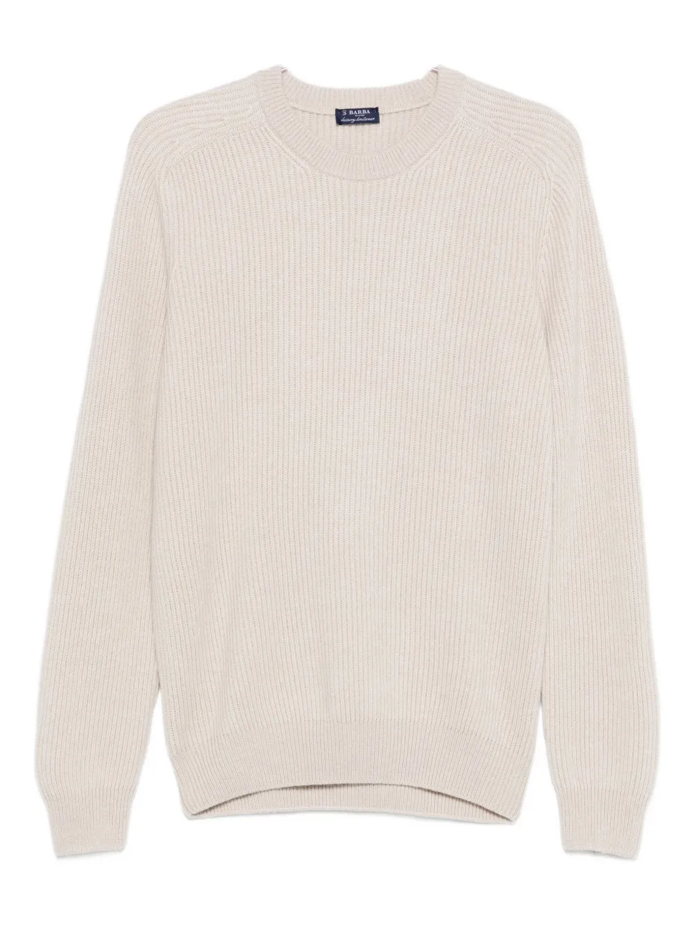 

Свитер с круглым вырезом в рубчик Barba, нейтральный