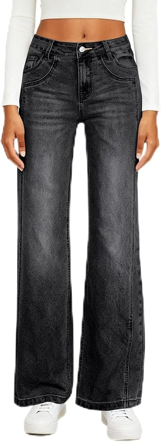 

Джинсы Mid Rise для женщин Casual Baggy Stretch Straight Leg