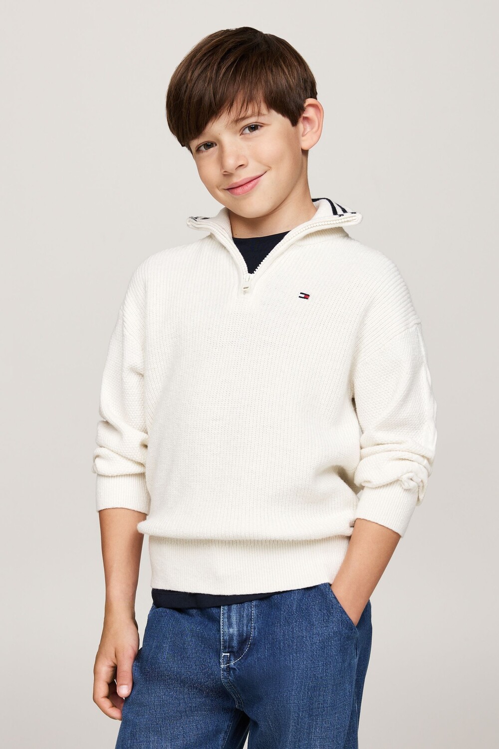 

Водолазка с застежкой молнией на половину длины Tommy Hilfiger, бежевый