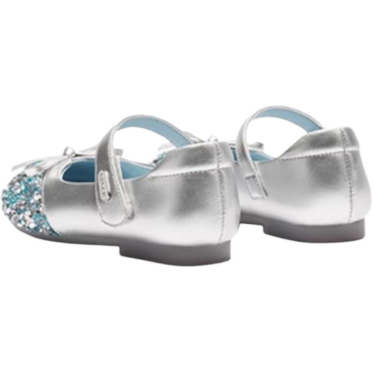Износостойкие низкие детские кожаные ботинки silver/blue для детей 3-7 лет BELLE, серебряный/синий — фото 4