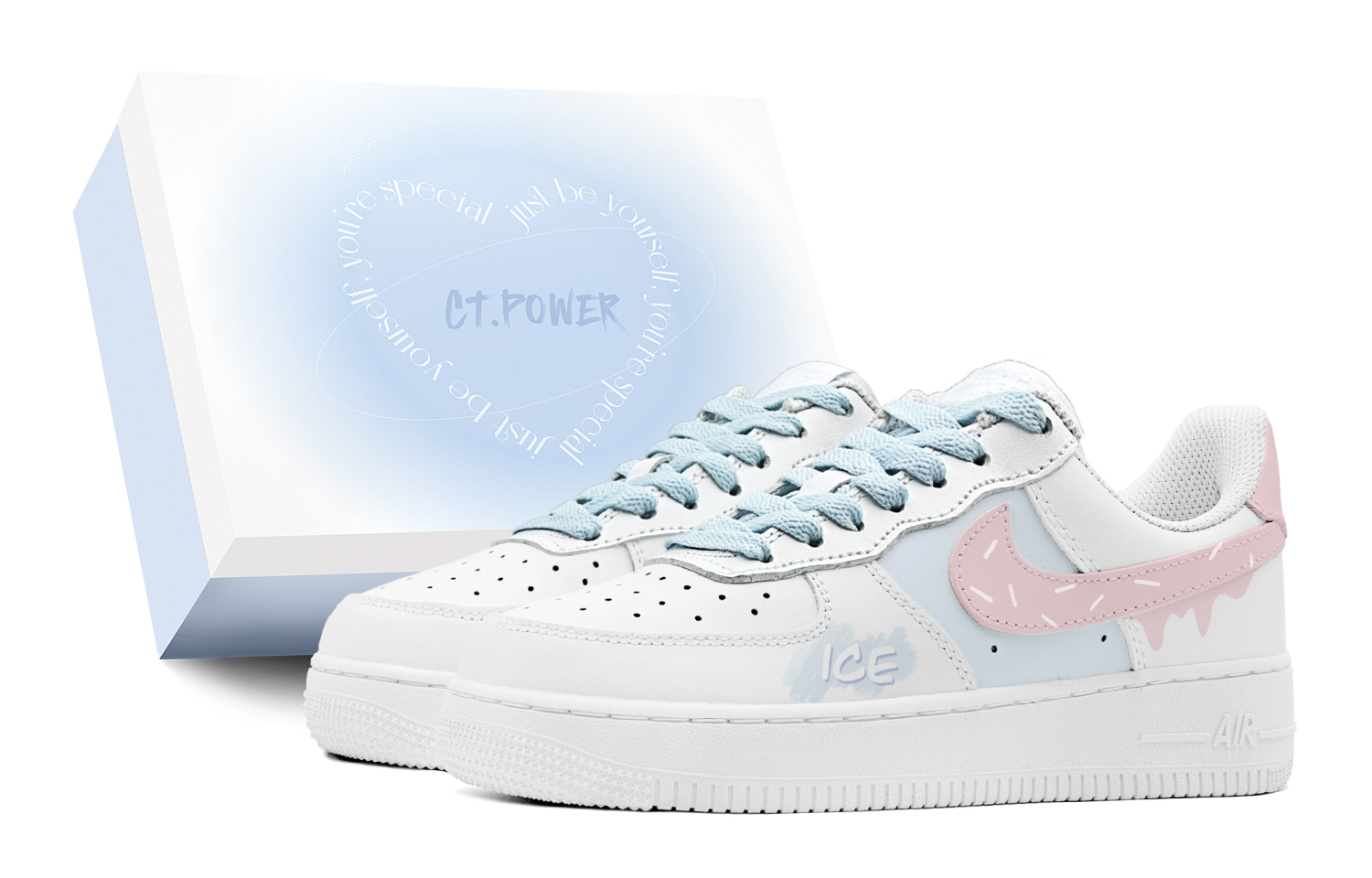 

Кроссовки Nike Air Force 1 Skateboarding Shoes Unisex Low-top Pink/blue/white, синий/розовый