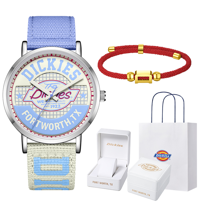 

Dickies Наручные часы Spring Festival Year of the Horse с красным шнуром, кварцевый механизм, нейлоновый ремешок, розовый циферблат, женские