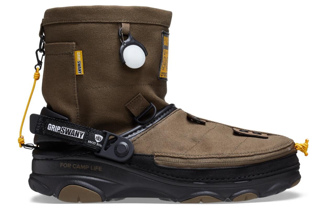 Женские ботинки Crocs комбинированные зимние, коричневый — фото 2