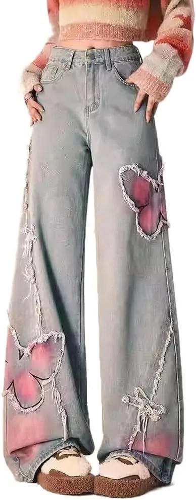 

LAFOURAM Petite Jeans для женщин 5 FT, широкие, мешковатые, с аппликацией