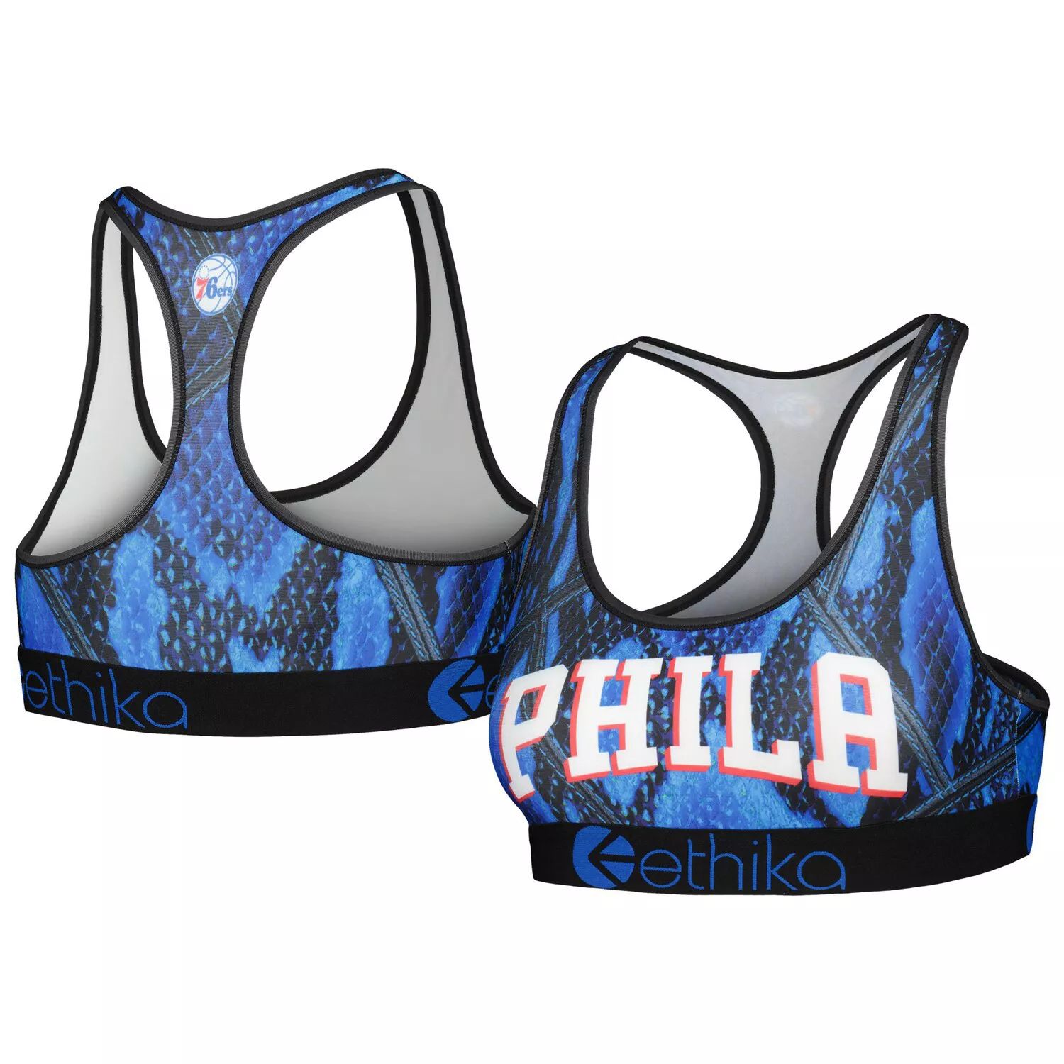 

Женский спортивный бюстгальтер Ethika Royal Philadelphia 76ers Racerback