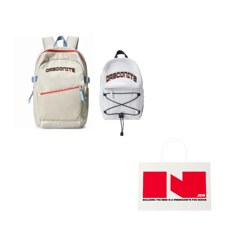 

DRACONITE Студенческий рюкзак из полиэстера обычный унисекс экрю, Beige+White 6