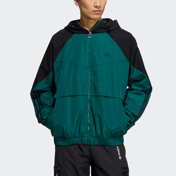 Куртка Men's adidas originals Sprt Wb Colorblock Zipper Cardigan Elastic Hooded Jacket Green, зеленый — фото 2