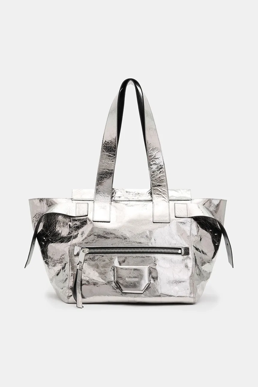 

Кожаная сумка PEREZ SHOULDER AllSaints, серебряный