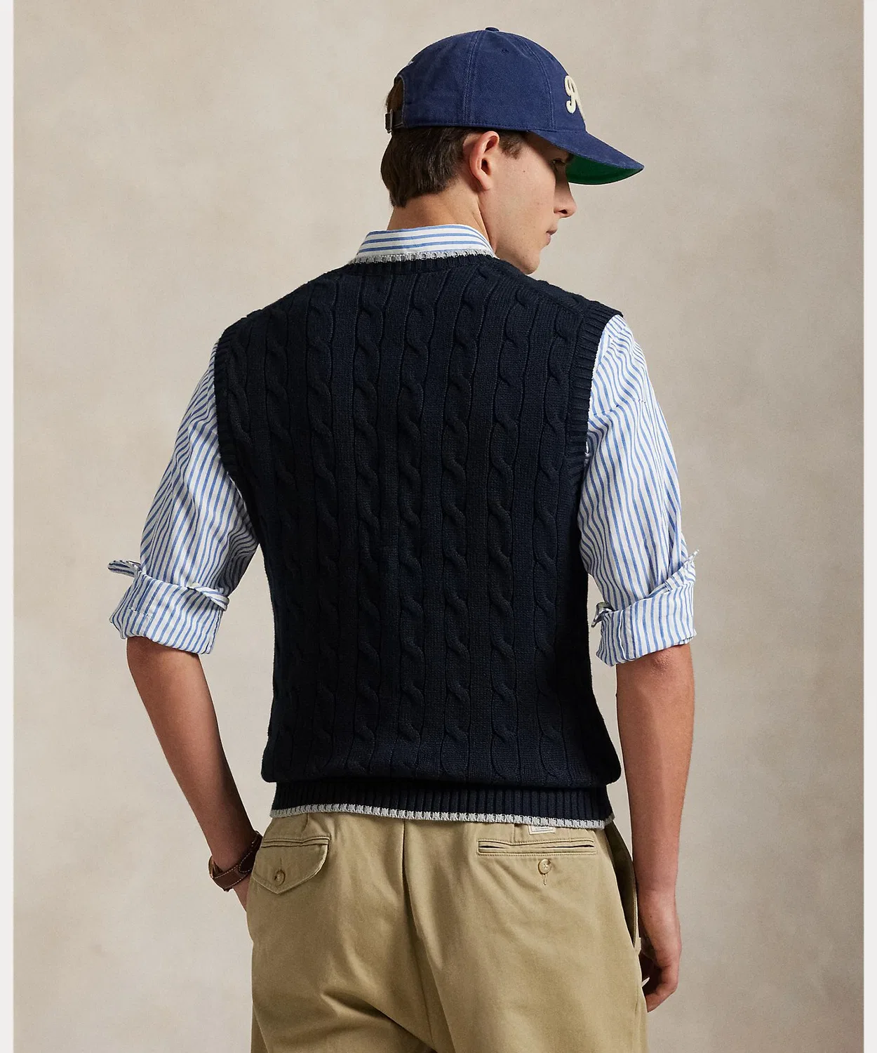 Свитер-жилет из хлопка с кабельным узором Polo Ralph Lauren, мультиколор — фото 4