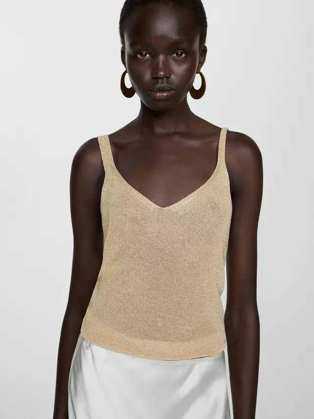 

Топ Mango Kling Metallic Vest, золотой