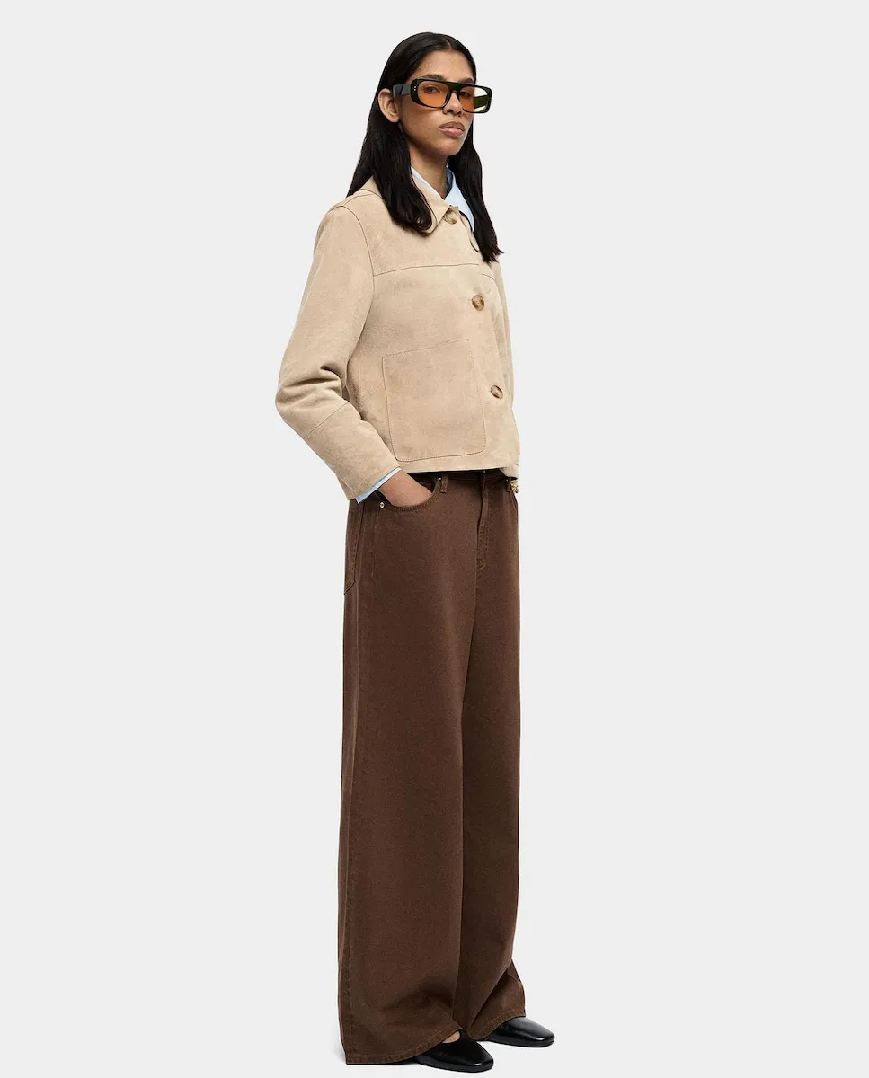 

Женские прямые джинсы 100% хлопок с тремя передними карманами, однотонные Parfois, темно-коричневый