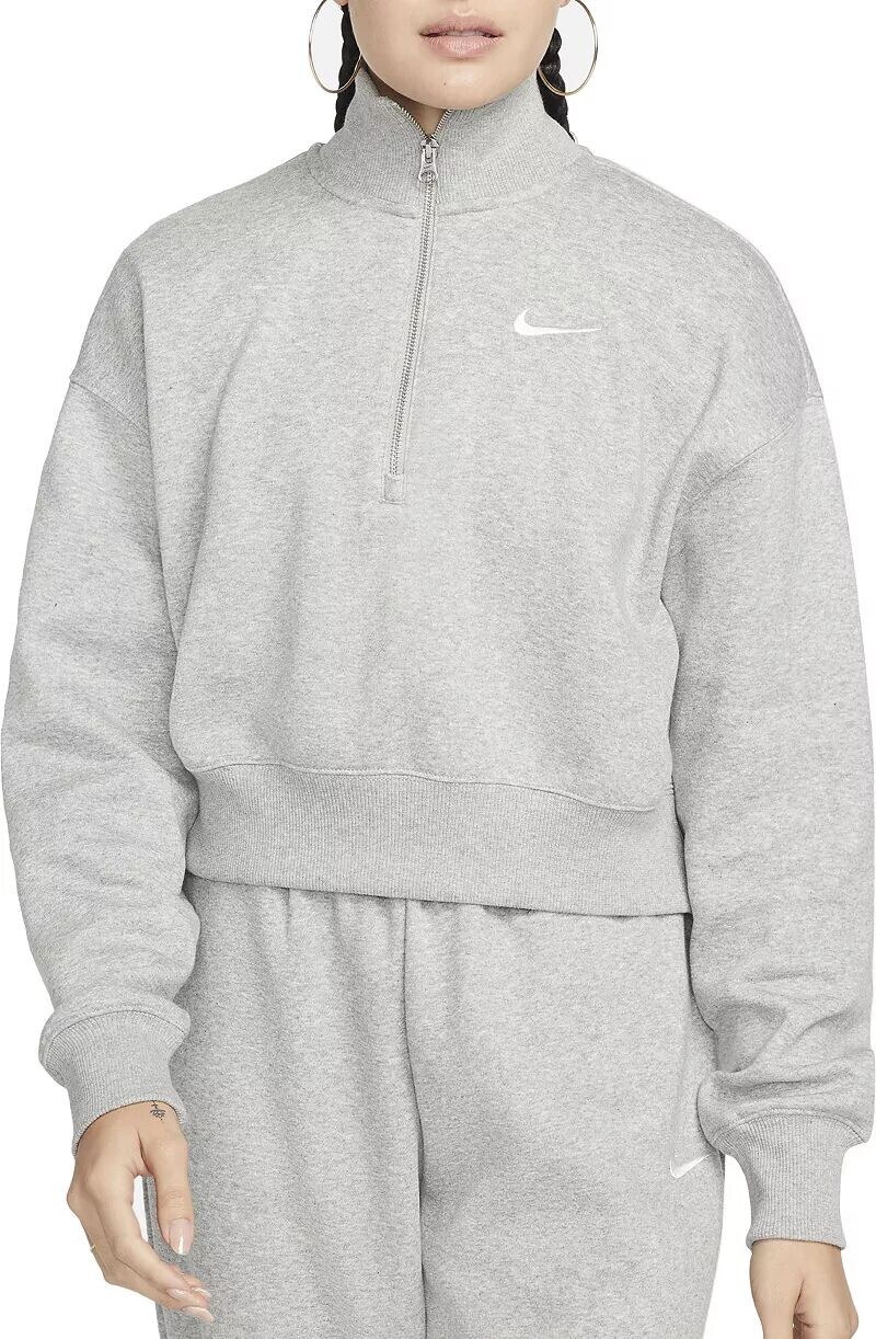 

Женский укороченный укороченный свитшот с молнией 1/2 Nike Sportswear большого размера из флиса Phoenix