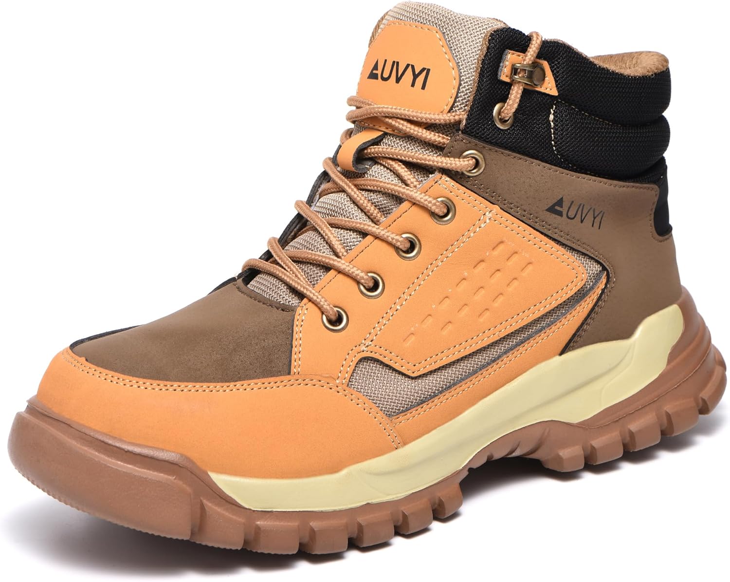 

Ботинки с стальным носком AUVYI для мужчин - безопасные ботинки с широким носком, удобные, противоскользящие, устойчивые к проколам, обувь для строительства, работы на улице и в промышленности, коричневый
