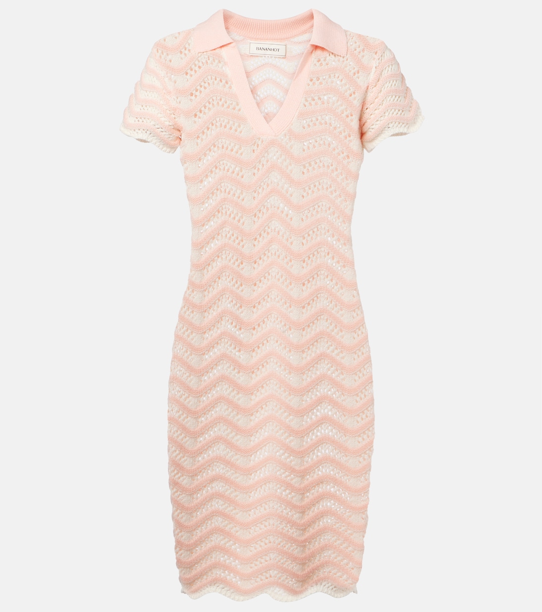 

Мини-платье из хлопковой смеси в полоску Coco Bananhot, Knitted Pink Stripes