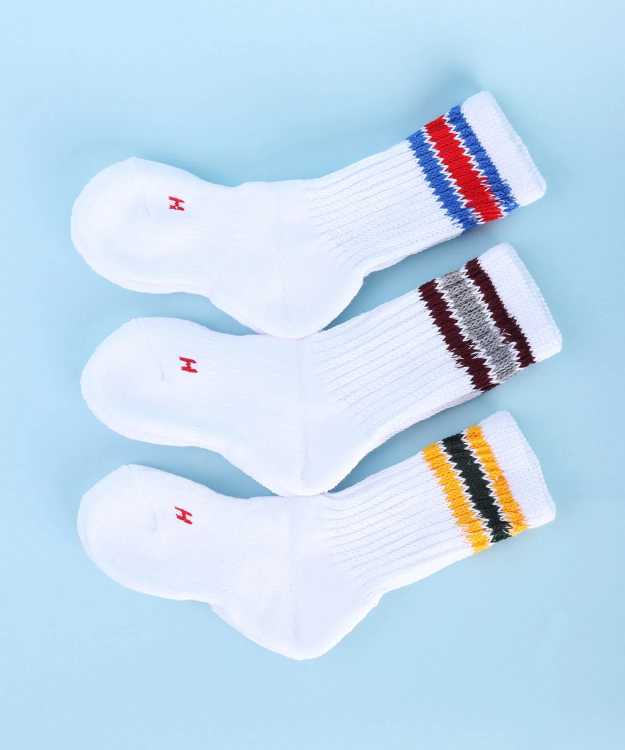 Носки детские 3 полоски Healthknit 3 пары хлопок 16-18 см кремовый — фото 2