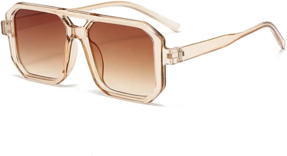 

Винтажные мужские солнцезащитные очки с двойной перемычкой, модные очки с прозрачными линзами, женские солнцезащитные очки в тренде, защита от УФ-излучения UV400 SZVVBKK, E