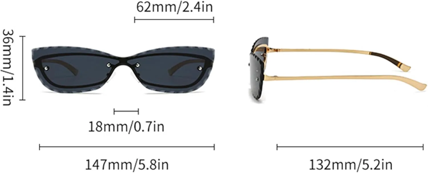 

Солнцезащитные очки Bullabulling без оправы «кошачий глаз» для женщин и мужчин, модные винтажные квадратные очки без оправы с градиентными линзами, Gray Gold