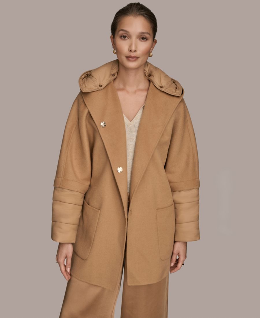 

Женское пальто-накидка на пуговицах спереди Donna Karan Weekend, Fawn