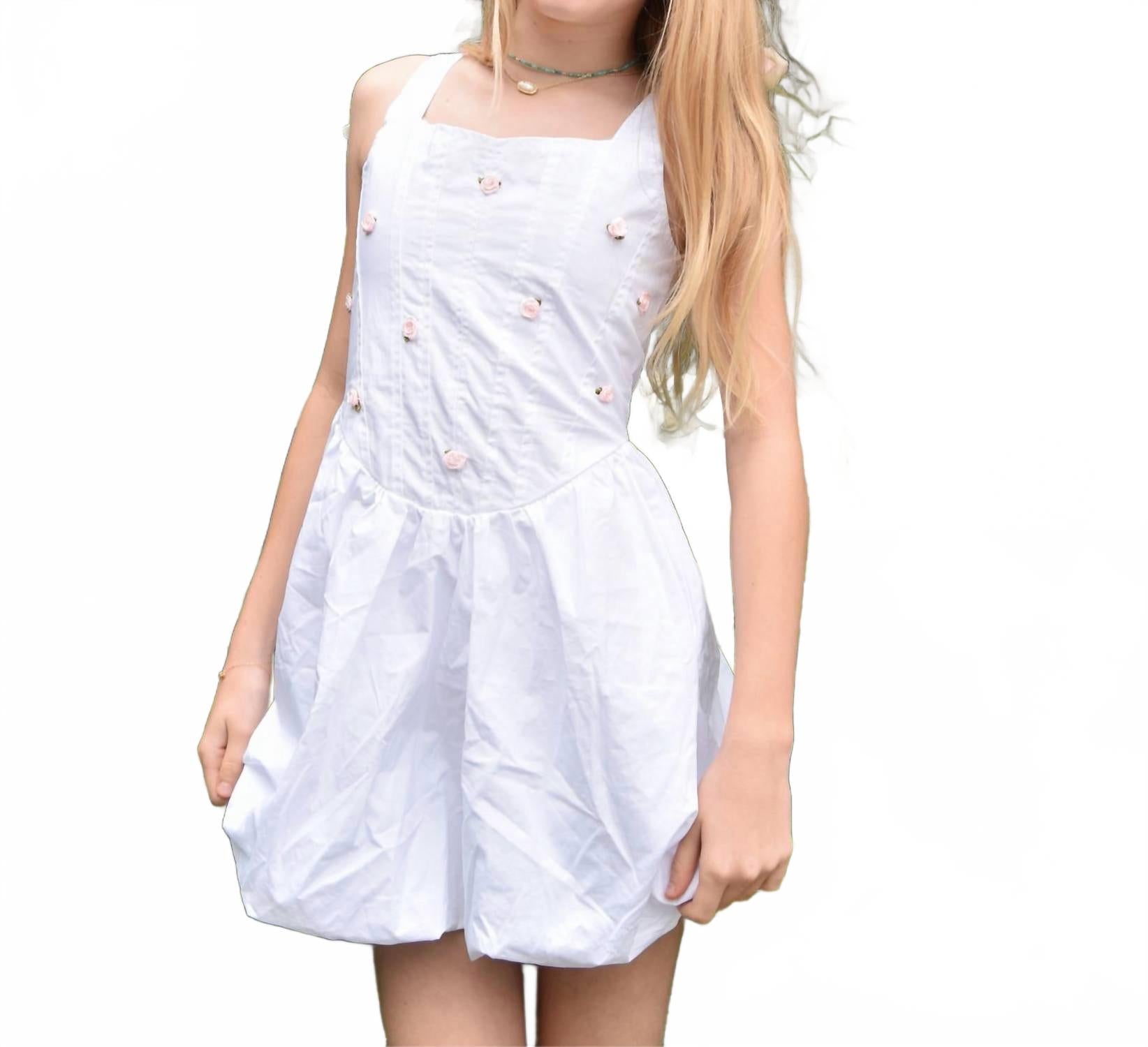 

Детское платье-корсет с рюшами мини в белом Flowers by zoe