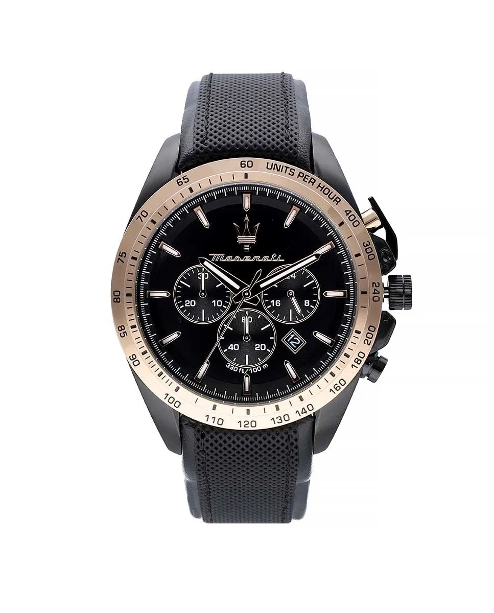 

Мужские часы Traguardo R8871612036 с кожаным и черным ремешком Maserati, черный