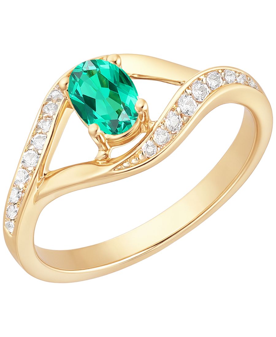 

Кольцо с несколькими выращенными в лаборатории драгоценными камнями из стерлингового серебра (также доступно в варианте из 14-каратного золота поверх стерлингового серебра) Macy's, Emerald