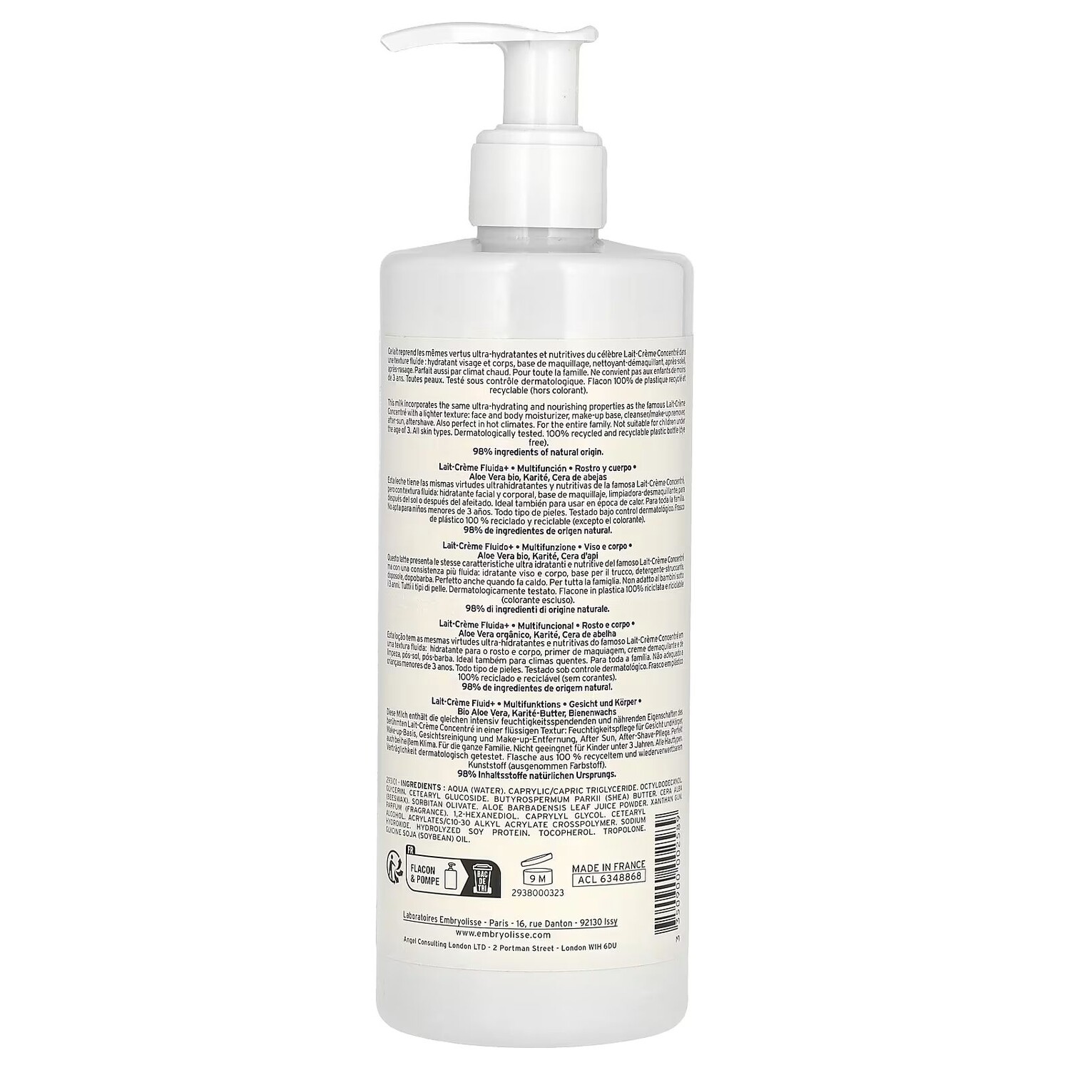 Средство для снятия макияжа Embryolisse — Lait-Creme Fluid+, Многофункциональный увлажняющий, 400 мл — фото 2